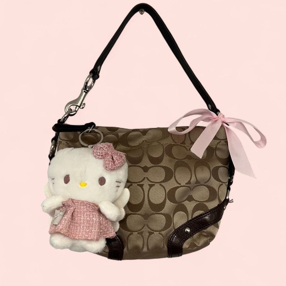 Coach Dark Brown Leather Bag (*does not come with hello kitty charm) - Picture 1 of 8